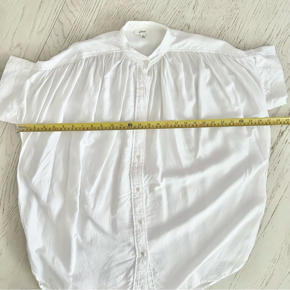 ARITZIA | WILFRED WHITE BERTILLON OVERSIZED BUTTON UP BLOUSE TUNIC LINEN-LIKE - Picture 4 of 13